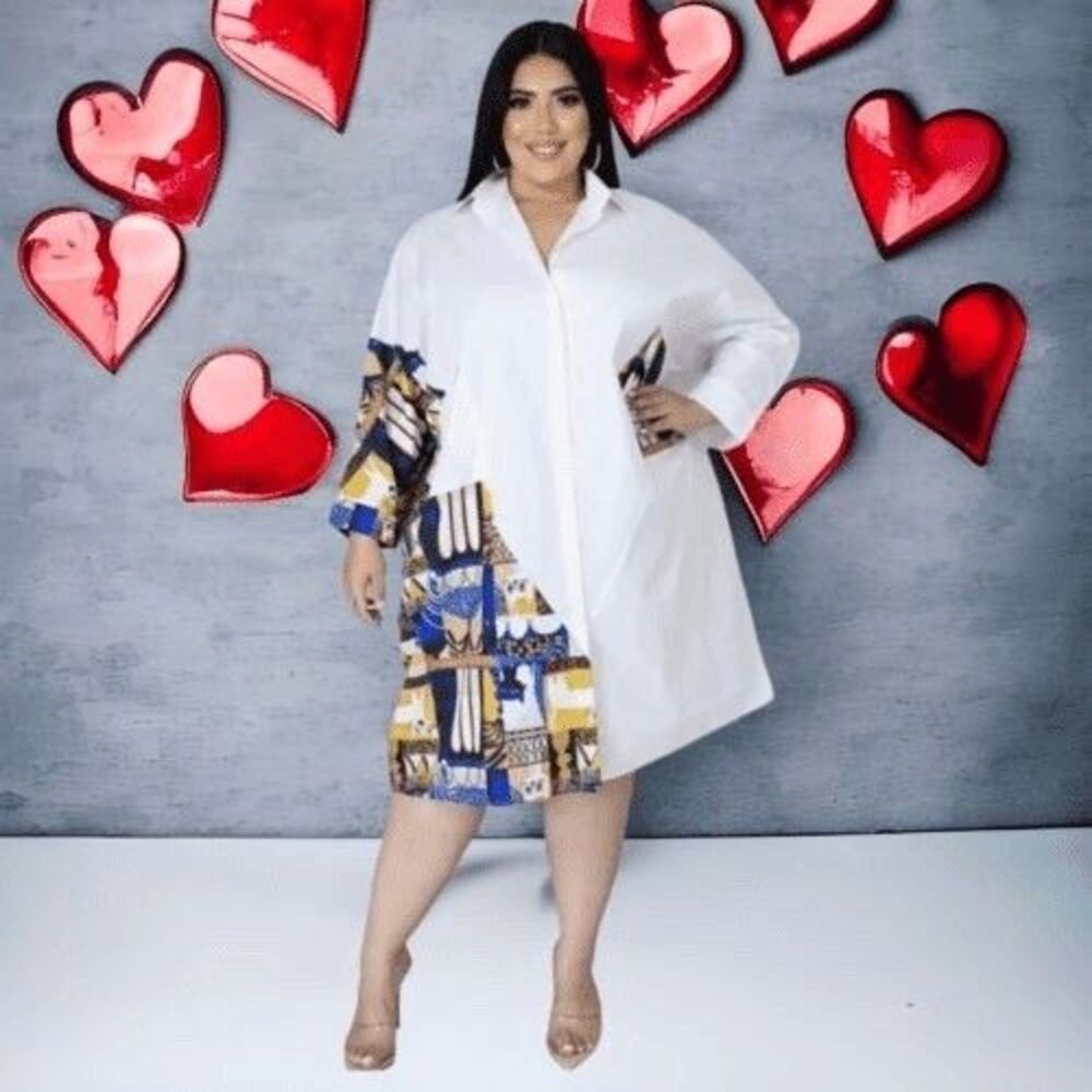 NWT GoodTime Oversized Lagenlook Shirt Dress Long‎ Blouse Women Size 1X/2X White